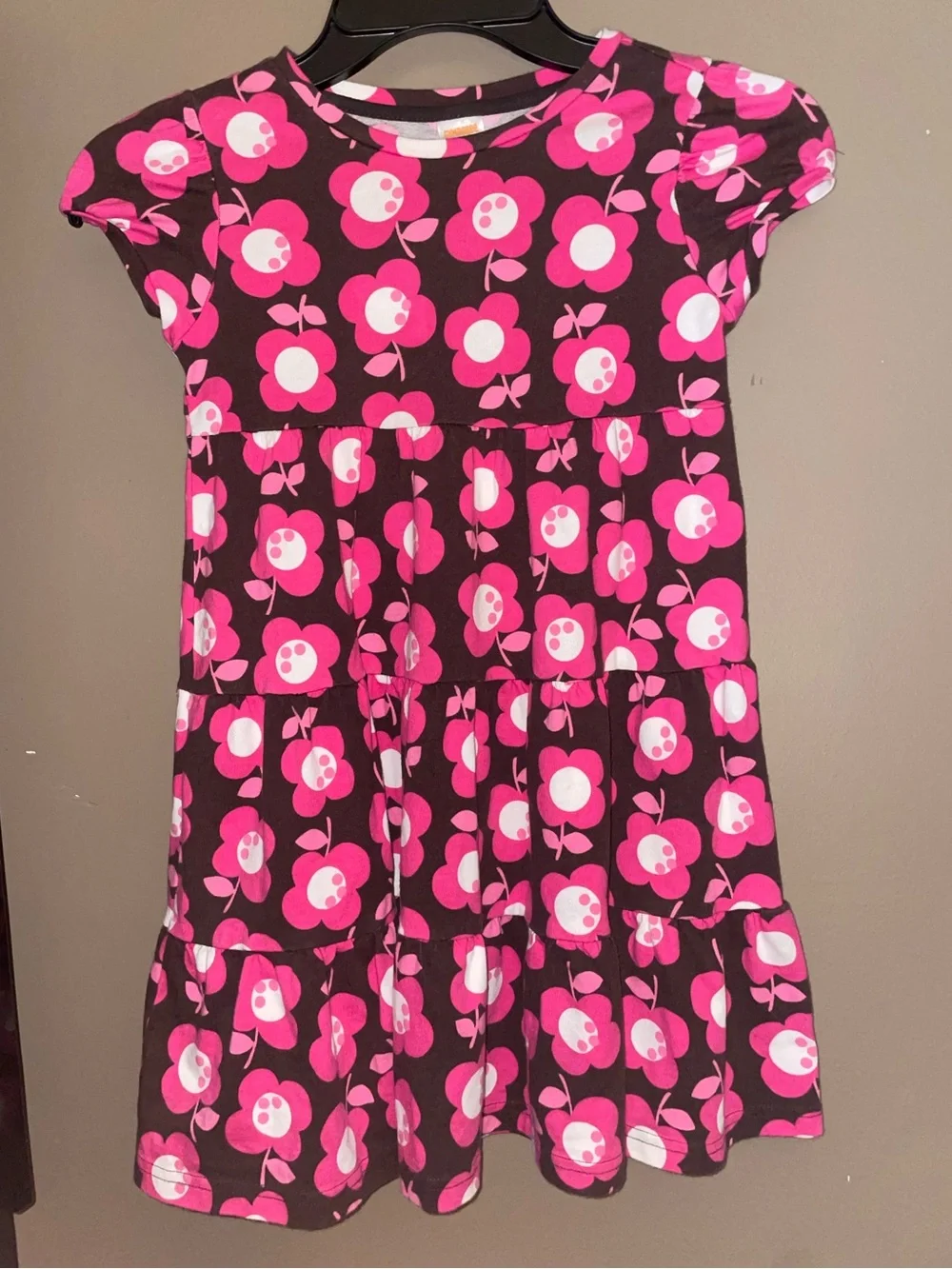 Gymboree Girls' Pink Floral Tiered Dress Short Sleeve Back to School Sz 6